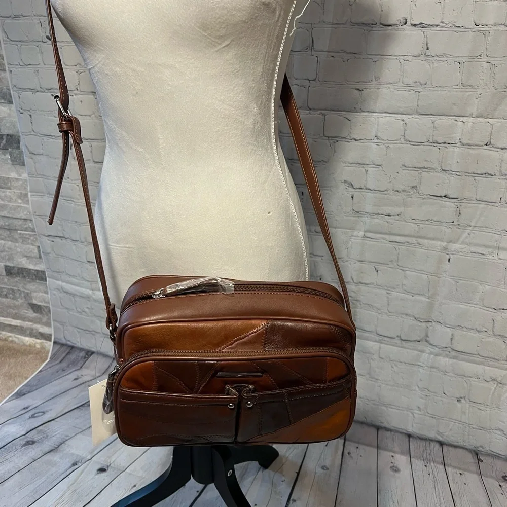 BOHO Brown Patchwork Faux Leather Shoulder Purse